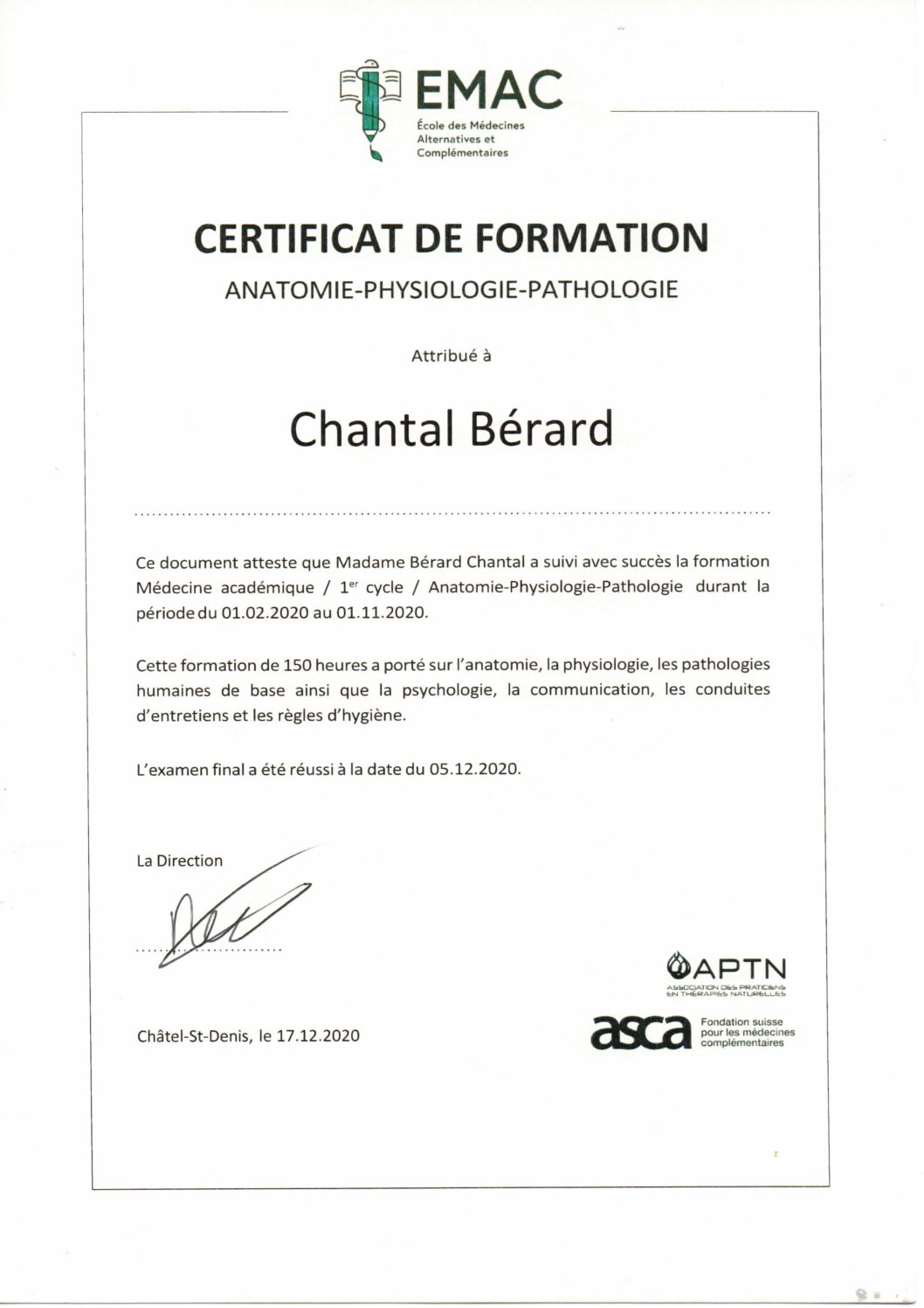 Certificat EMA